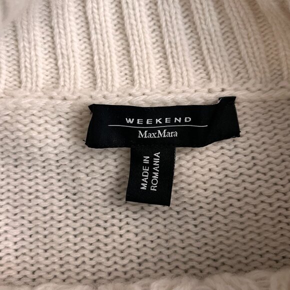 Weekend Max Mara Faiti Fringe Turtleneck Sweater Ivory Wool Oversized Sz XL - Picture 8 of 13